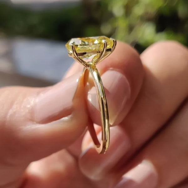 9.30 Ct Champagne Treated Moissanite Solitaire Ring in – RARE Find 18K Gold Plated 18K Gold Plated