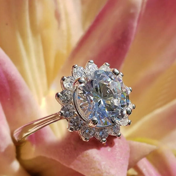 2.55 Ct Off White Round Cut Certified Moissanite Solitaire Ring in 18K Gold Plated 18K Gold Plated