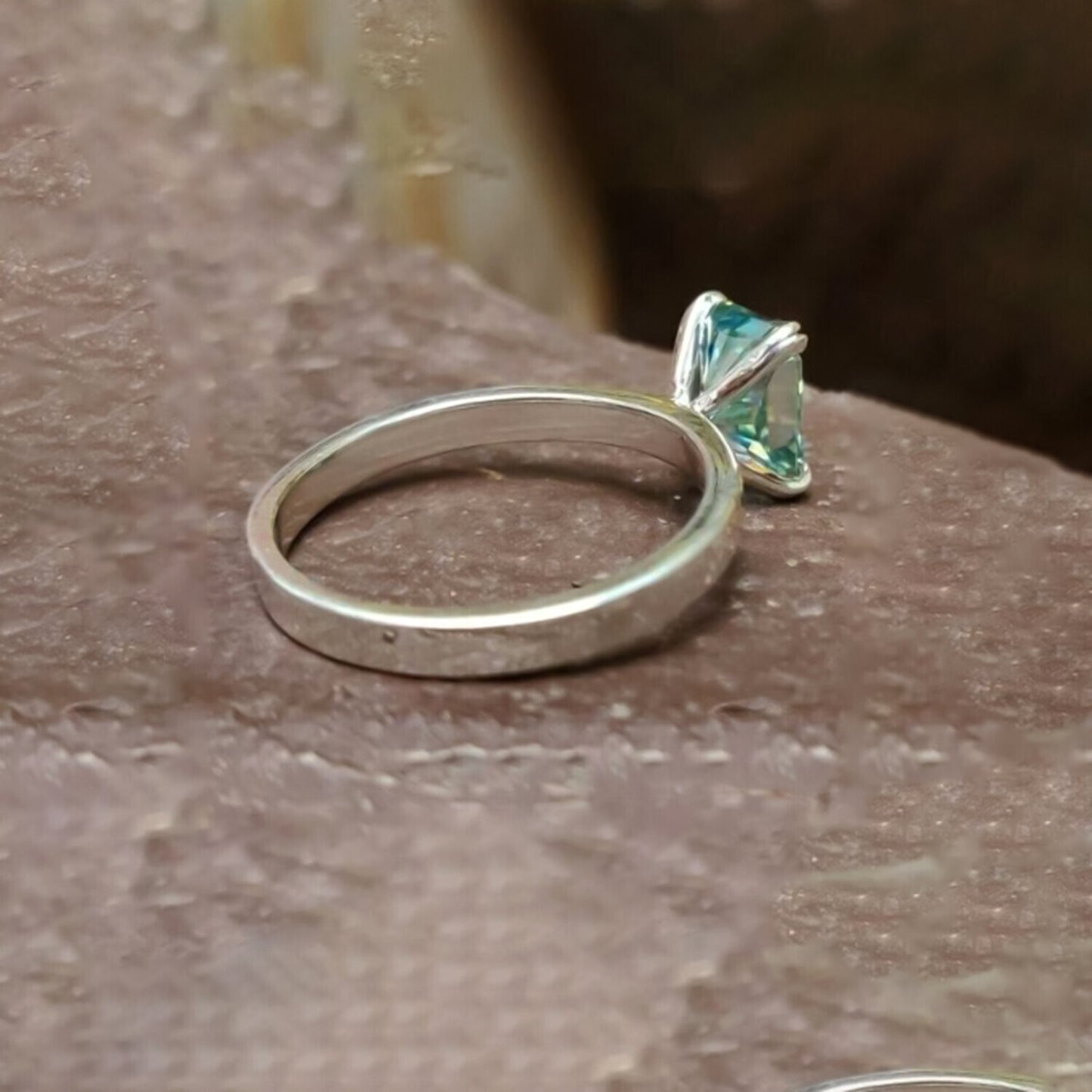 3.70 Ct Radiant Cut Blue Treated Moissanite Solitaire Ring in WOW 18K Gold Plated V 18K Gold Plated