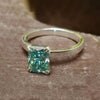 3.70 Ct Radiant Cut Blue Treated Moissanite Solitaire Ring in WOW 18K Gold Plated V 18K Gold Plated
