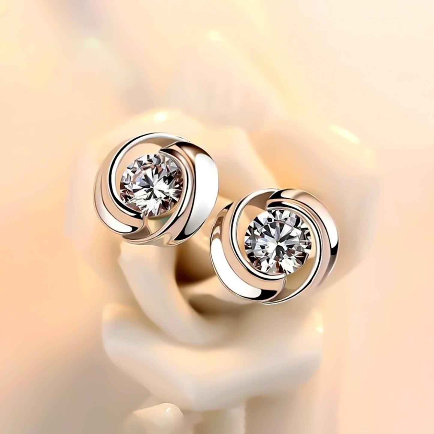 6.40 ct DEW Round White Moissanite Stud Earrings Gold Vermeil – Party Wear Gift