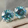 6.50 Ct Blue Moissanite Stud Earrings in Gold Vermeil – Festive Shine Jewelry