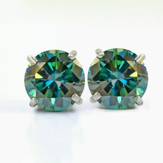 7 Ct Blue Moissanite Stud Earrings In Vermeil 925 Silver – Birthday for Women - GEMHUB & CO.