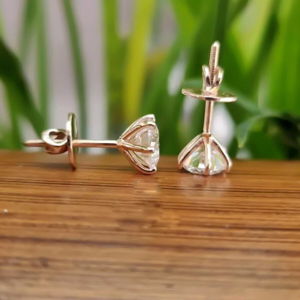 3.40 Ct Certified Treated White Moissanite Solitaire Studs Great Shine 18K Gold Pla 18K Gold Plated