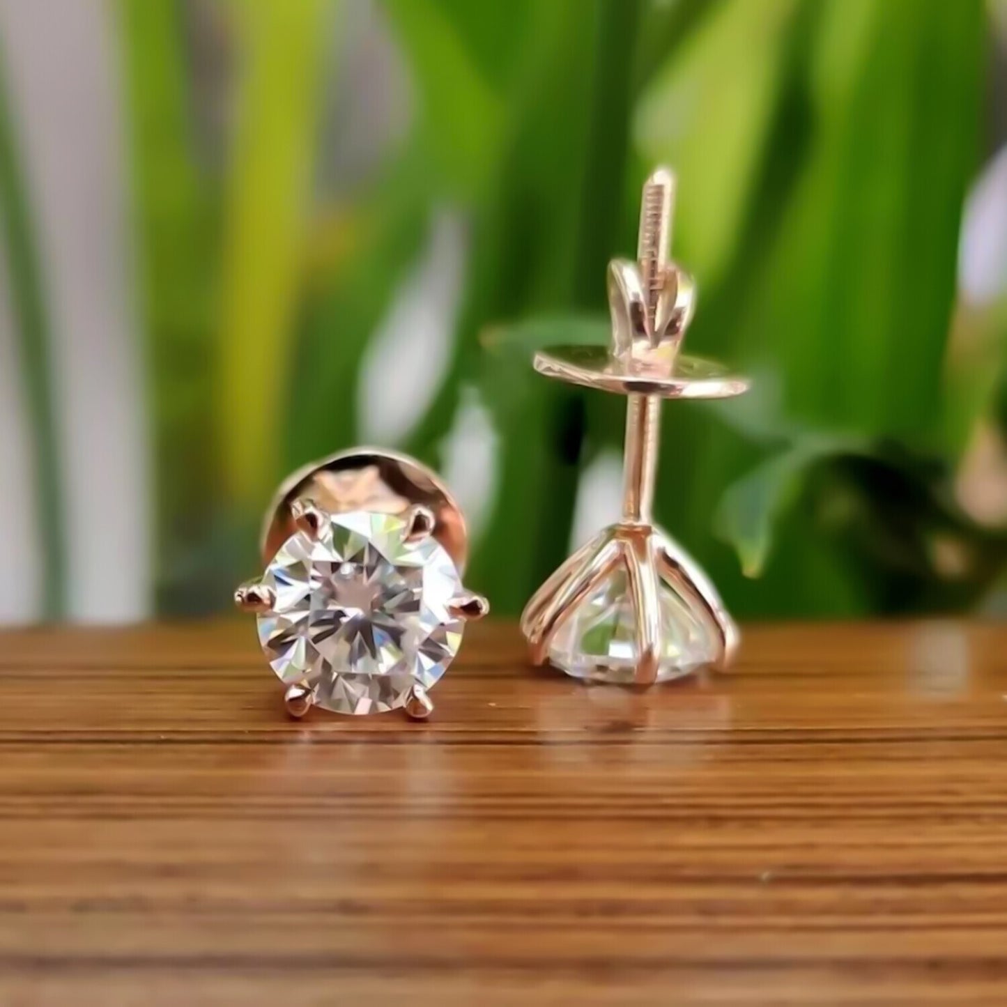 3.40 Ct Certified Treated White Moissanite Solitaire Studs Great Shine 18K Gold Pla 18K Gold Plated