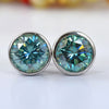 5 Ct Blue Treated Moissanite Stud Earrings Gold Vermeil Certified Unique Shine - GEMHUB & CO.
