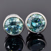 5 ct DEW Blue Treated Moissanite Stud Earrings Gold Vermeil Certified Unique Shine