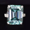 18.60 Ct Emerald Cut Blue Moissanite Ring in Certified Statement 18K Gold Plated Ve 18K Gold Plated