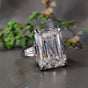 8.30 Ct Emerald Cut Off White Moissanite Ring Certified Sparkle 18K Gold Plated Ver 18K Gold Plated