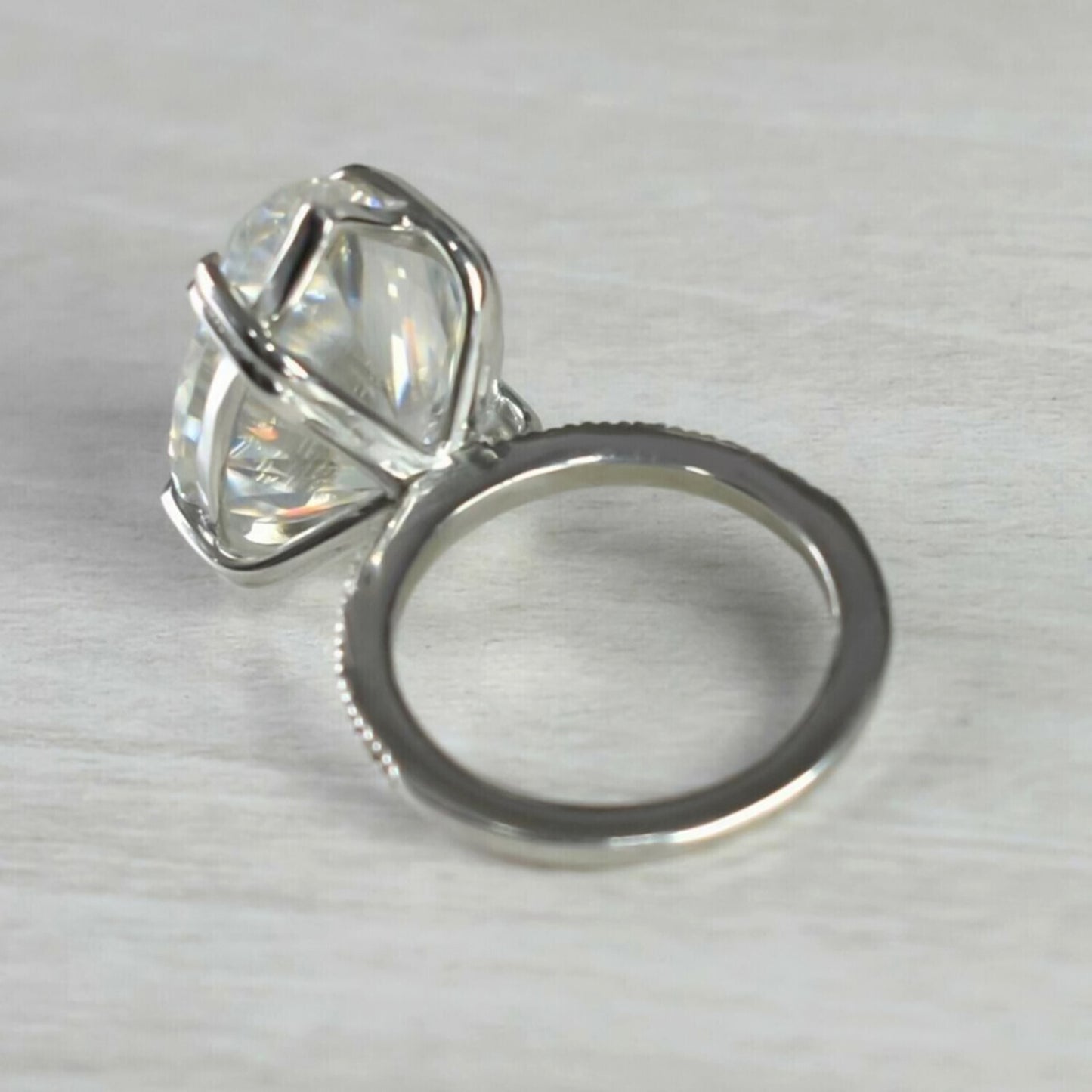 6.25 Ct Off White Moissanite Solitaire Ring in Certified Shine 18K Gold Plated Verm 18K Gold Plated