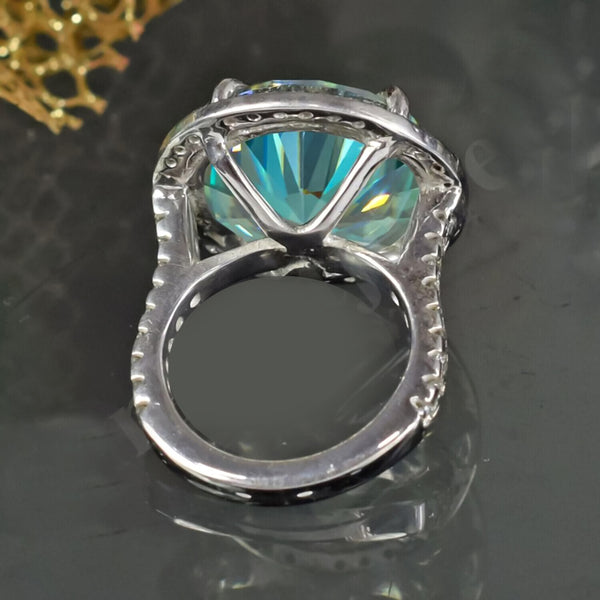 20.60 Ct Blue Moissanite Solitaire Ring in Certified Bold Luxury 18K Gold Plated Ve 18K Gold Plated