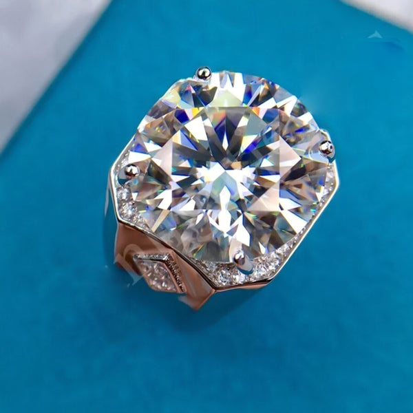 9.50 Ct Round Cut White Moissanite Solitaire Ring Certified Sparkle 18K Gold Plated