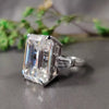 8.30 Ct Emerald Cut Off White Moissanite Ring Certified Sparkle 18K Gold Plated Ver 18K Gold Plated