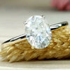 3.20 Ct Oval Cut Off White Moissanite Ring Certified Fine Jewelry 18K Gold Plated V 18K Gold Plated