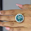 20.60 Ct Blue Moissanite Solitaire Ring in Certified Bold Luxury 18K Gold Plated Ve 18K Gold Plated