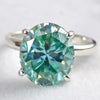 4.80 Ct Oval Cut Blue Moissanite Ring in Certified Engagement 18K Gold Plated Verme 18K Gold Plated