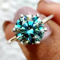 5.00 Ct Round Blue Moissanite Solitaire Ring in Certified Jewelry 18K Gold Plated V 18K Gold Plated