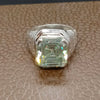 9.00 Ct Emerald Cut Blue Moissanite Ring in Certified Statement 18K Gold Plated Ver 18K Gold Plated