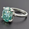 4.80 Ct Oval Cut Blue Moissanite Ring in Certified Engagement 18K Gold Plated Verme 18K Gold Plated