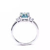 3.20 Ct Round Cut Blue Moissanite Solitaire Ring in Certified 18K Gold Plated Verme 18K Gold Plated