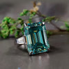 5.85 Ct Emerald Cut Blue Moissanite Ring In With EGL Certificate 18K Gold Plated Ve 18K Gold Plated