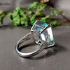 5.85 Ct Emerald Cut Blue Moissanite Ring In With EGL Certificate 18K Gold Plated Ve 18K Gold Plated