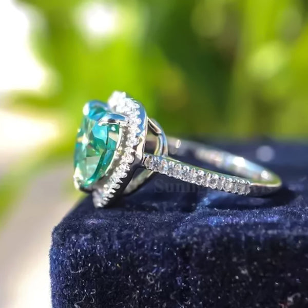 11.20 Ct Certified Heart Cut Blue Moissanite Solitaire Ring In 18K Gold Plated Verm 18K Gold Plated