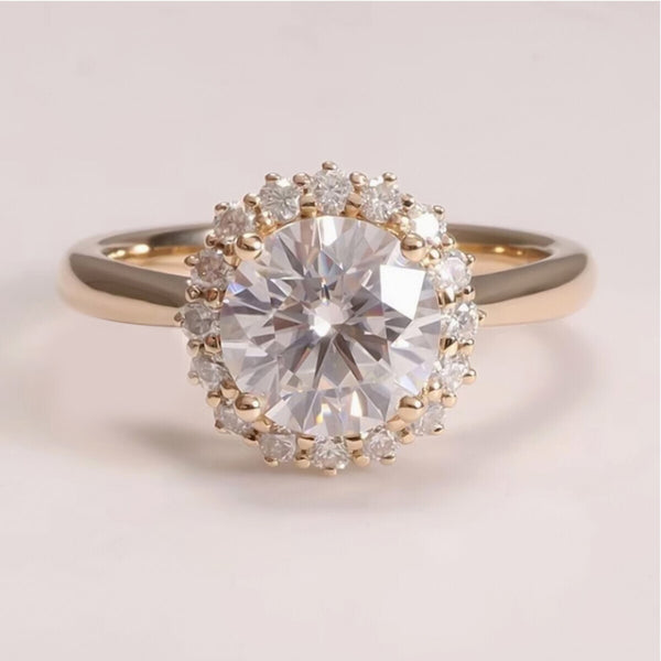 2.55 Ct Certified Round Cut F VS1 CVD White Moissanite Ring In 18K Gold Plated Verm 18K Gold Plated