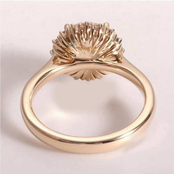 2.55 Ct Certified Round Cut F VS1 CVD White Moissanite Ring In 18K Gold Plated Verm 18K Gold Plated