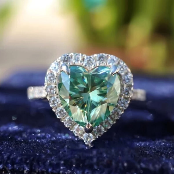 11.20 Ct Certified Heart Cut Blue Moissanite Solitaire Ring In 18K Gold Plated Verm 18K Gold Plated