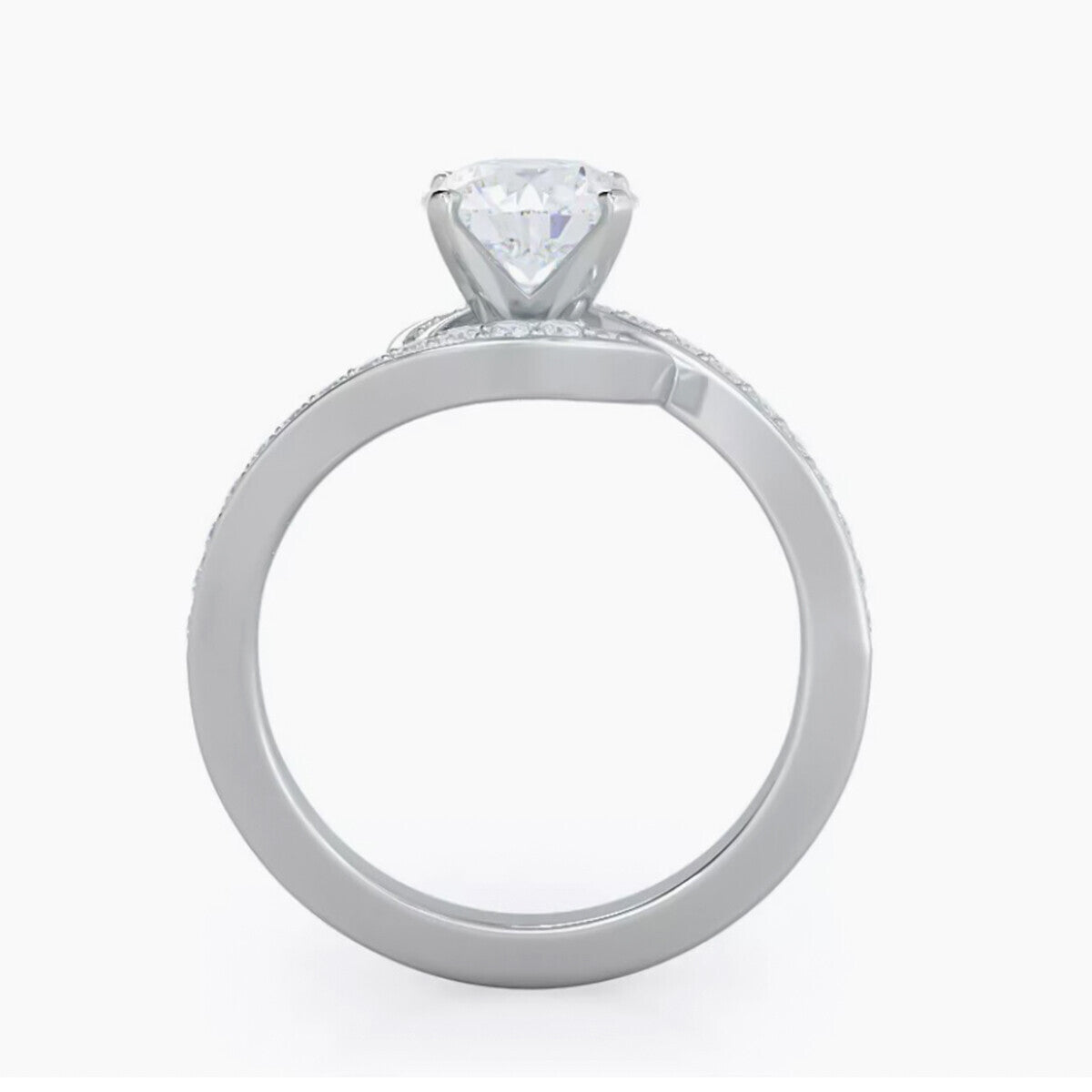 3.20 Ct Certified Round Cut White Moissanite Ring In For Engagement 18K Gold Plated