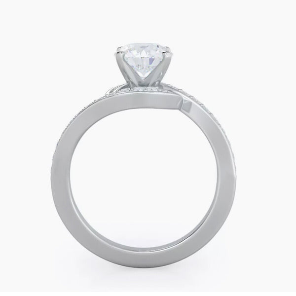 3.20 Ct Certified Round Cut White Moissanite Ring In For Engagement 18K Gold Plated