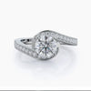 3.20 Ct Certified Round Cut White Moissanite Ring In For Engagement 18K Gold Plated