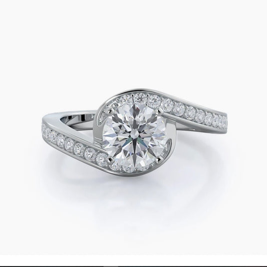 3.20 Ct Certified Round Cut White Moissanite Ring In For Engagement 18K Gold Plated