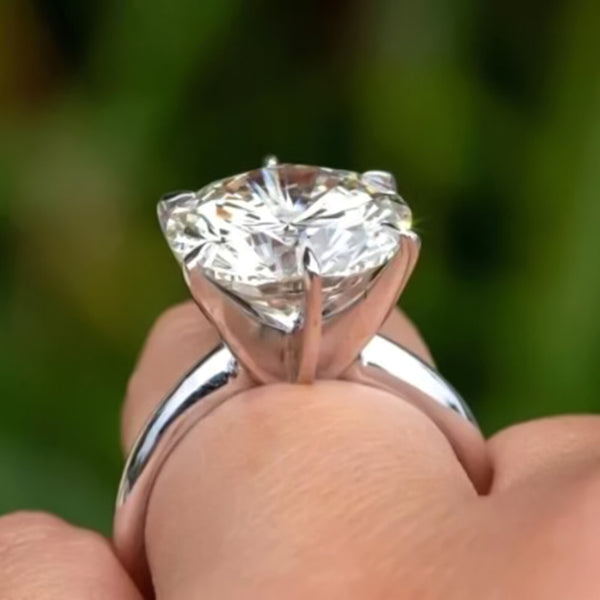 5.20 Ct Certified Round Cut F VS1 Moissanite Ring For Gift 18K Gold Plated
