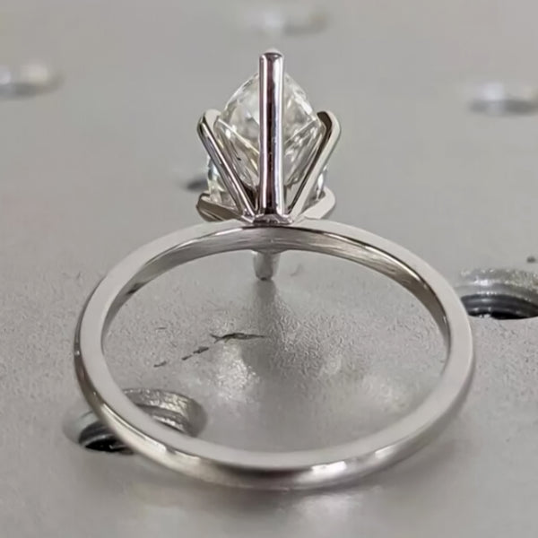 16.50 Ct EGL Certified Marquise Cut White Moissanite Ring 18K Gold Plated