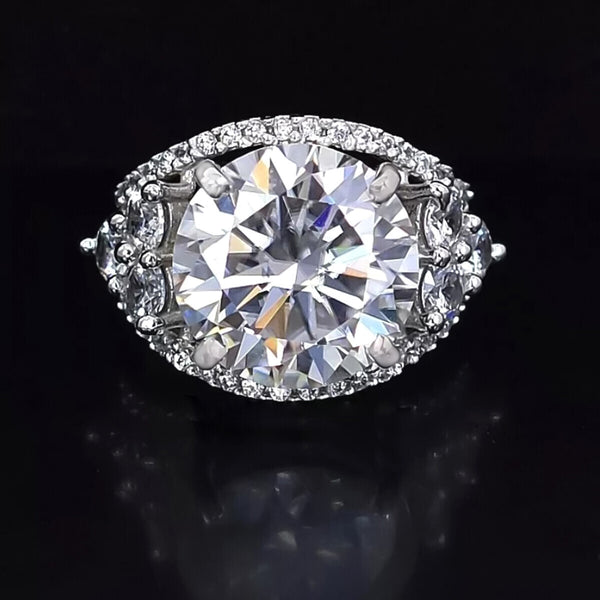 8.60 Ct White Brilliant Cut Moissanite Solitaire Ring Women 18K Gold Plated