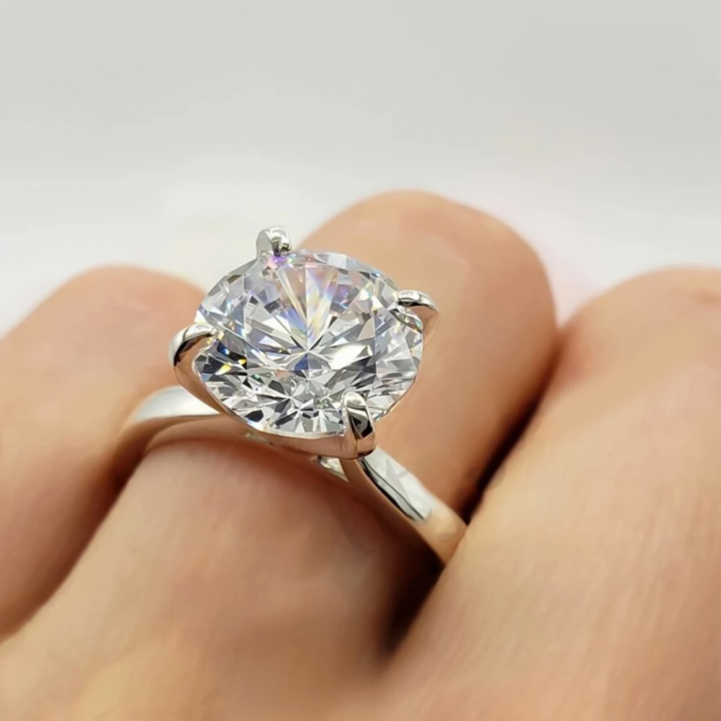 2.90 Ct Certified Round Cut F VS1 White Moissanite Ring In For Love 18K Gold Plated
