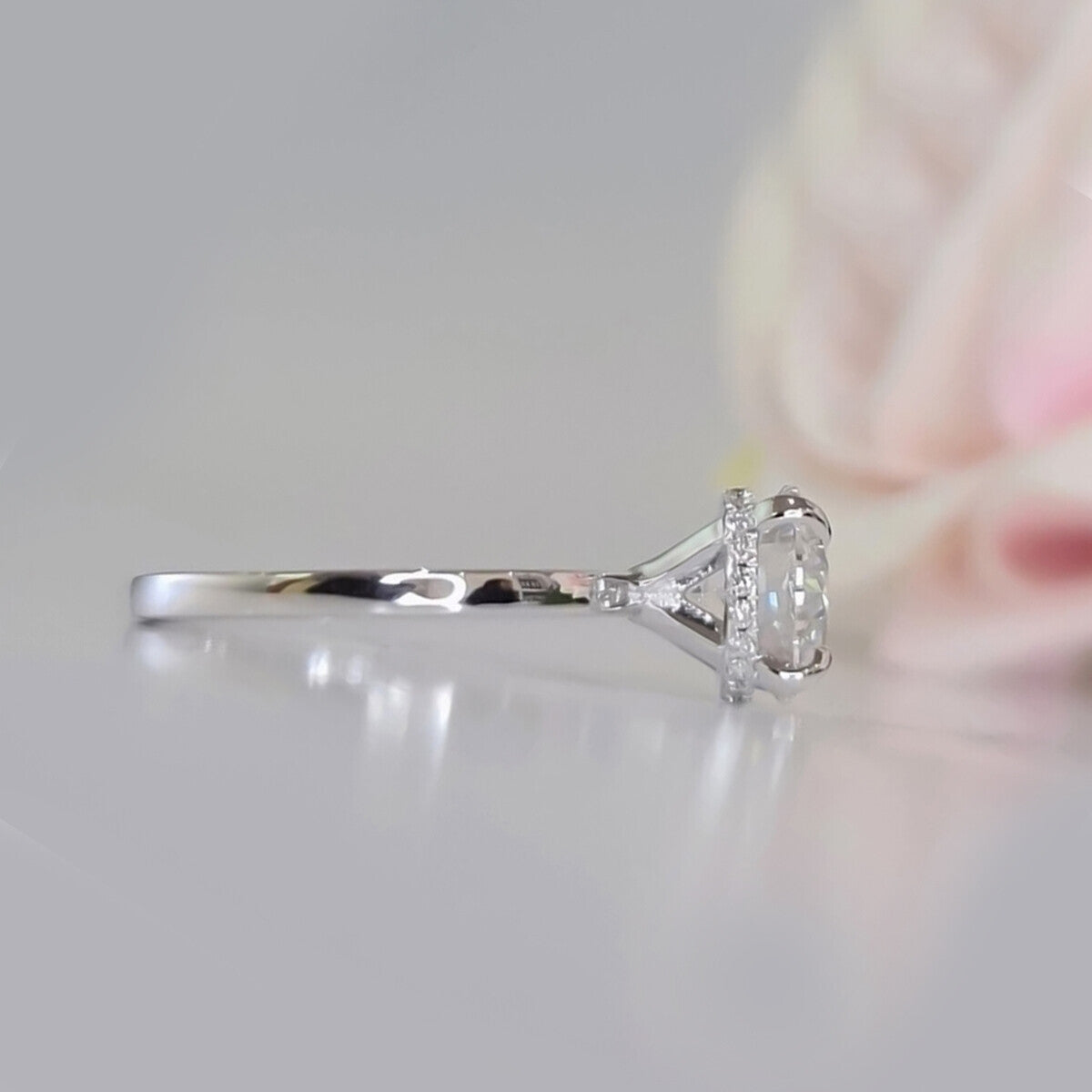 Certified 3.25 Ct Round Cut White Moissanite Solitaire Statement Ring 18K Gold Plat 18K Gold Plated