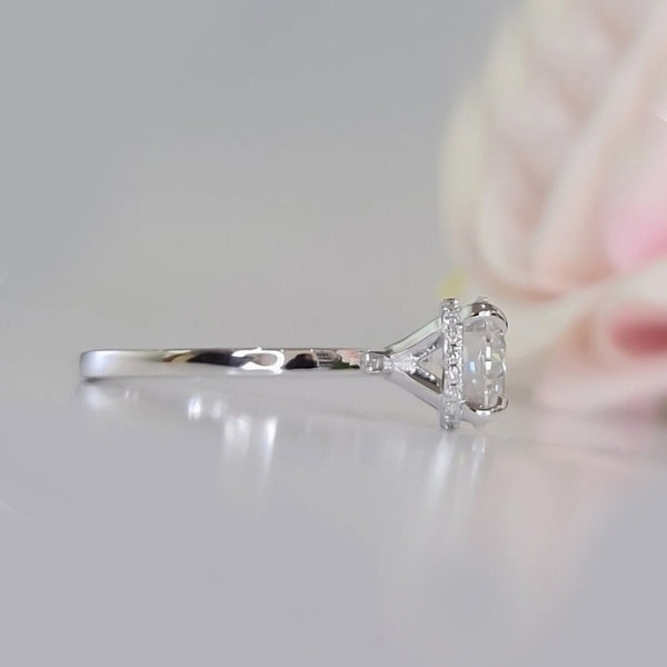 Certified 3.25 Ct Round Cut White Moissanite Solitaire Statement Ring 18K Gold Plat 18K Gold Plated