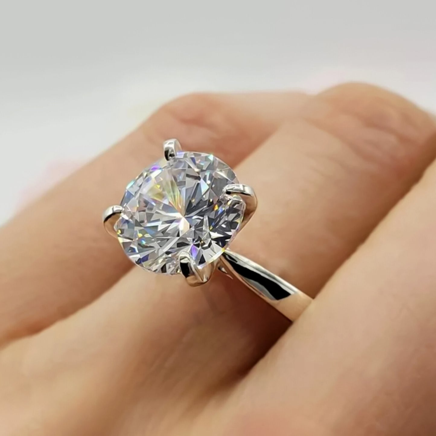 2.90 Ct Certified Round Cut F VS1 White Moissanite Ring In For Love 18K Gold Plated