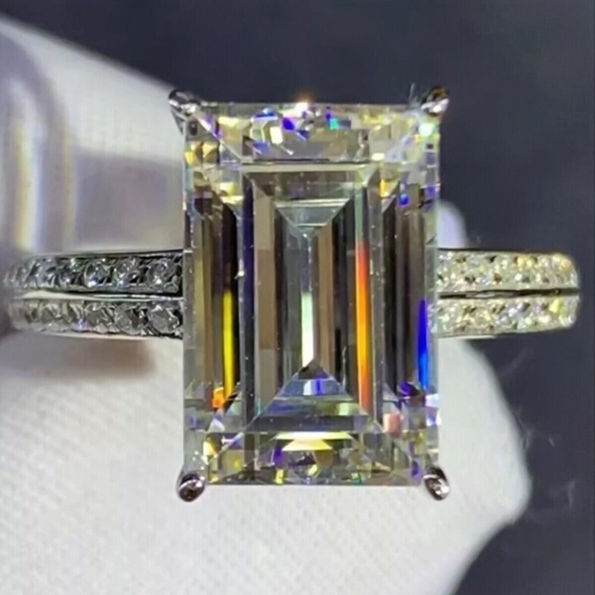 6.10 Ct Certified Marquise Cut F VS1 CVD White Moissanite Solitaire Ring 18K Gold P 18K Gold Plated