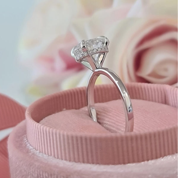 Certified 3.25 Ct Round Cut White Moissanite Solitaire Statement Ring 18K Gold Plat 18K Gold Plated