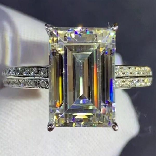 6.10 Ct Certified Marquise Cut F VS1 CVD White Moissanite Solitaire Ring 18K Gold P 18K Gold Plated