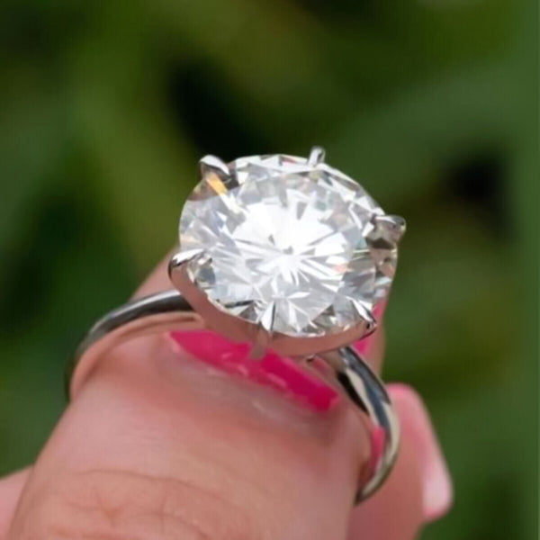5.20 Ct Certified Round Cut F VS1 Moissanite Ring For Gift 18K Gold Plated