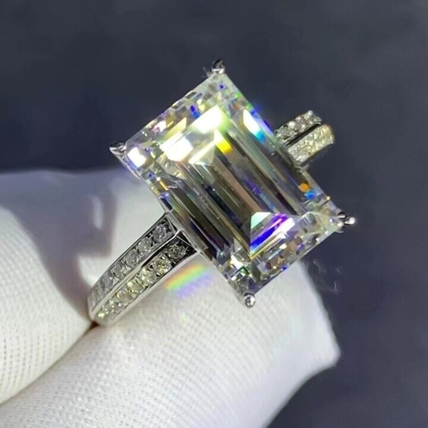 6.10 Ct Certified Marquise Cut F VS1 CVD White Moissanite Solitaire Ring 18K Gold P 18K Gold Plated