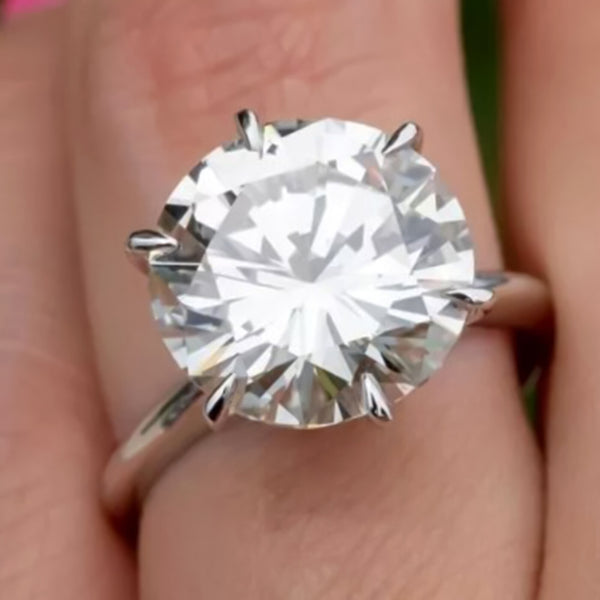 5.20 Ct Certified Round Cut F VS1 Moissanite Ring For Gift 18K Gold Plated