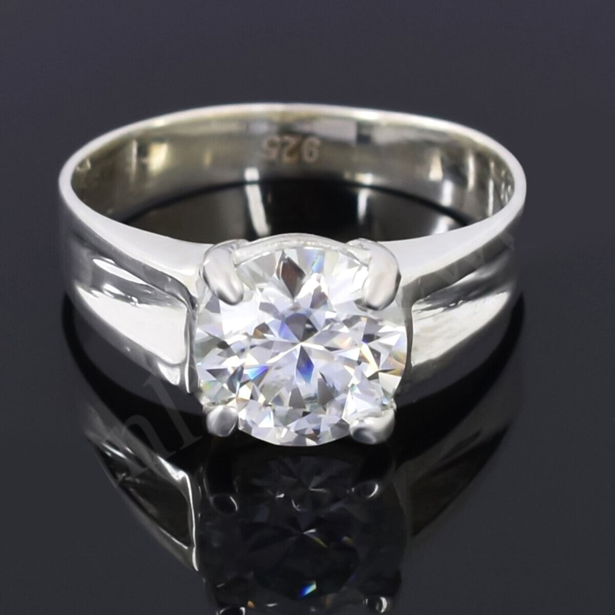 2.50 Cts White Round Cut Certified Moissanite Solitaire Rings 18K Gold Plated Verme 18K Gold Plated
