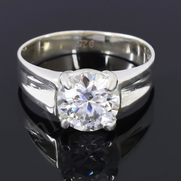 2.50 Cts White Round Cut Certified Moissanite Solitaire Rings 18K Gold Plated Verme 18K Gold Plated