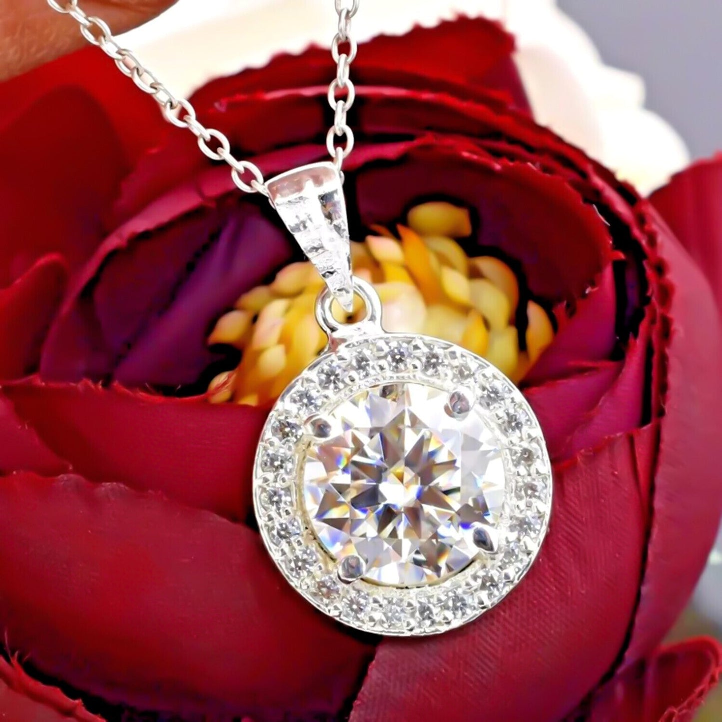 4.50 Ct Certified F VS1 White Moissanite Pendant in Gold Vermeil Labor Day Gift - View 3 - GEMHUB & CO.